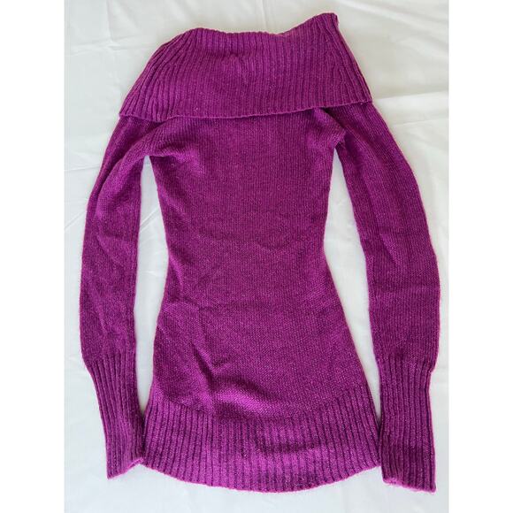 Y2K Candie’s sweater size XS stretchy fold over off shoulders long sleeve sequin - Picture 4 of 8